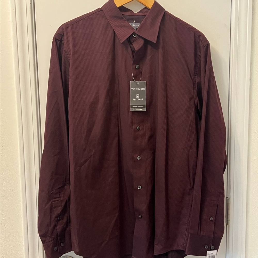 Van Heusen Men's Dark Burgundy Dress Shirt